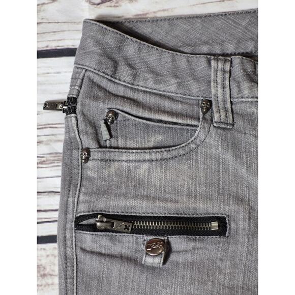 DAANG GOODMAN TRIPP NYC GRAY WASHED ZIP ACCENT JEGGING JEANS Size 7 SKULLS - Picture 3 of 15